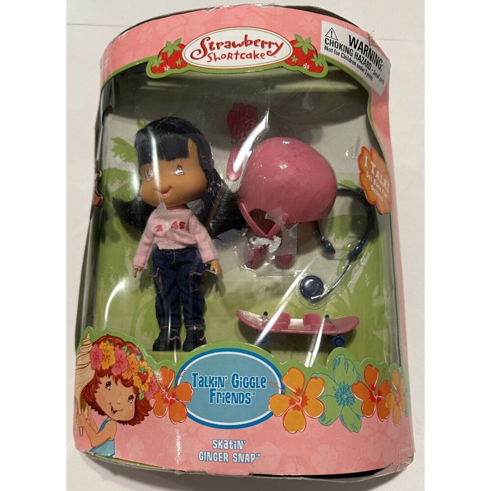 New Ban Dai Strawberry Shortcake Talkin Giggle Ginger Snap Skateboard  Doll